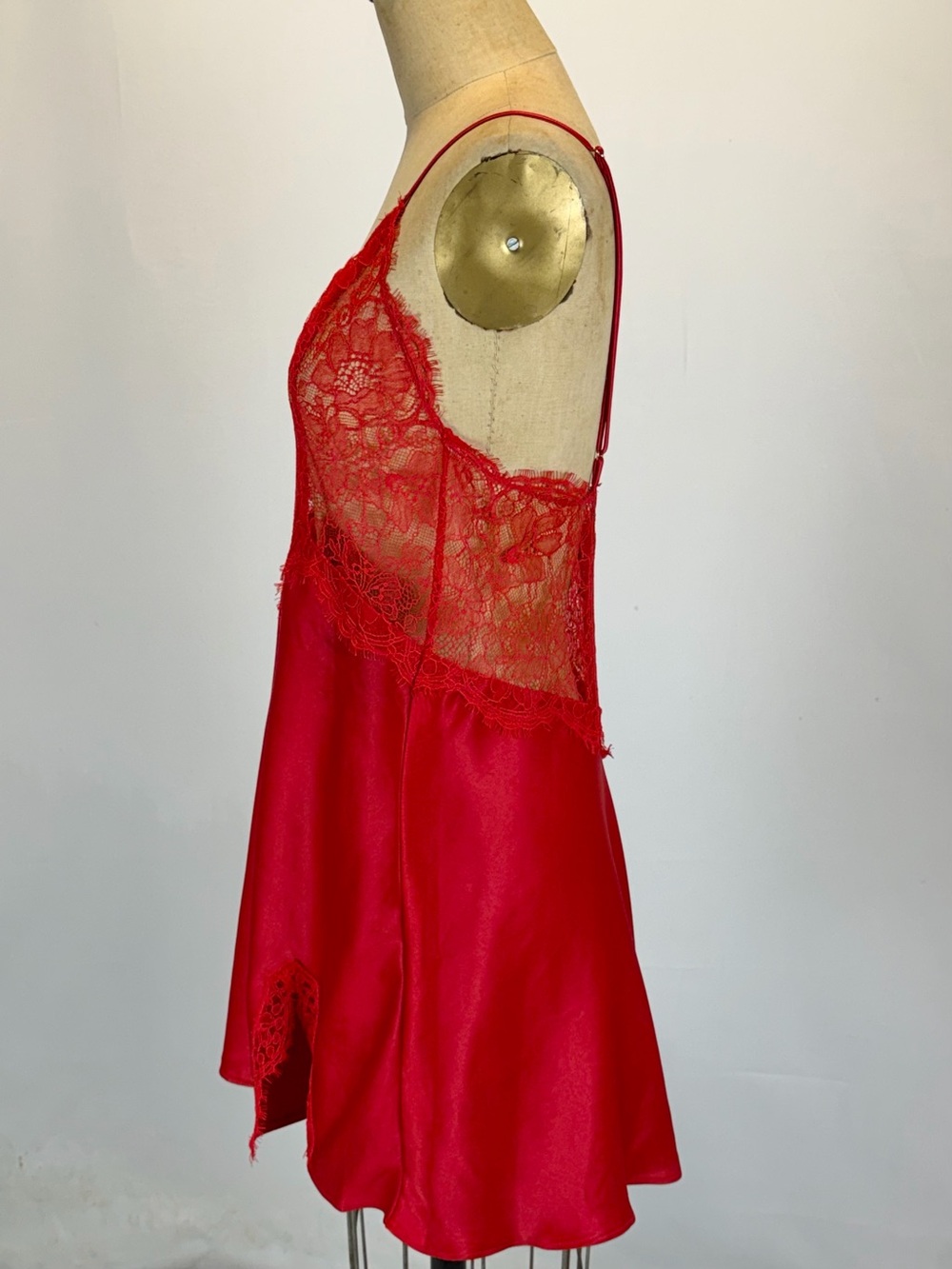 Victorias Secret cherry lipstick red nighty negligee lace nightgown lingerie - Picture 4 of 10